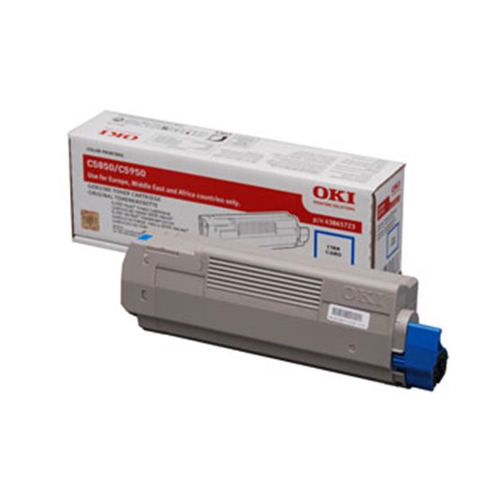 OKI C5850/5950/MC560 C (43865723) Lasertoner, cyan, Original 6000 print Billede af OKI C5850/5950/MC560 C (43865723) Lasertoner, cyan, Original 6000 print