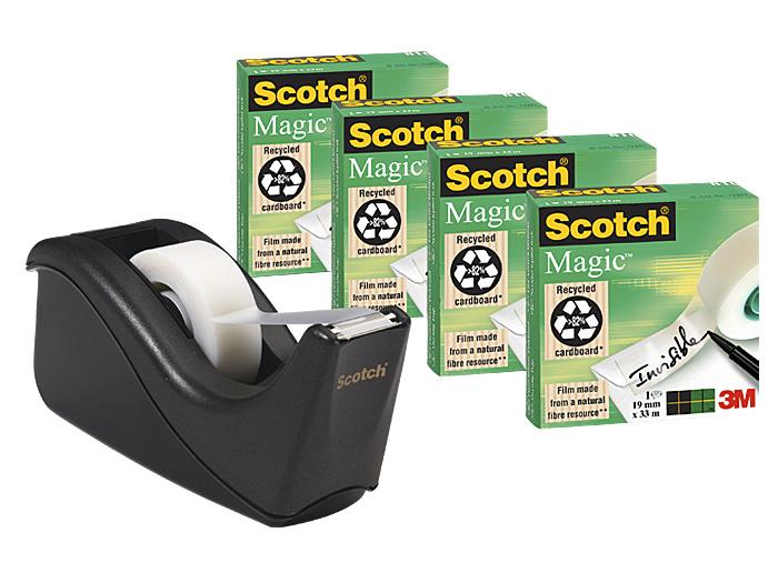 Tape Magic 19mmx33m sæt m/disp 3 ruller tape/C38 dispenser Billede af Tape Magic 19mmx33m sæt m/disp 3 ruller tape/C38 dispenser