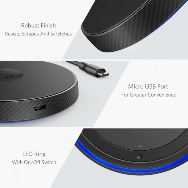 Anker PowerTouch 5W trådløs Qi oplader, Sort Anker Anker PowerTouch 5W Qi Trådløs Lader Svart