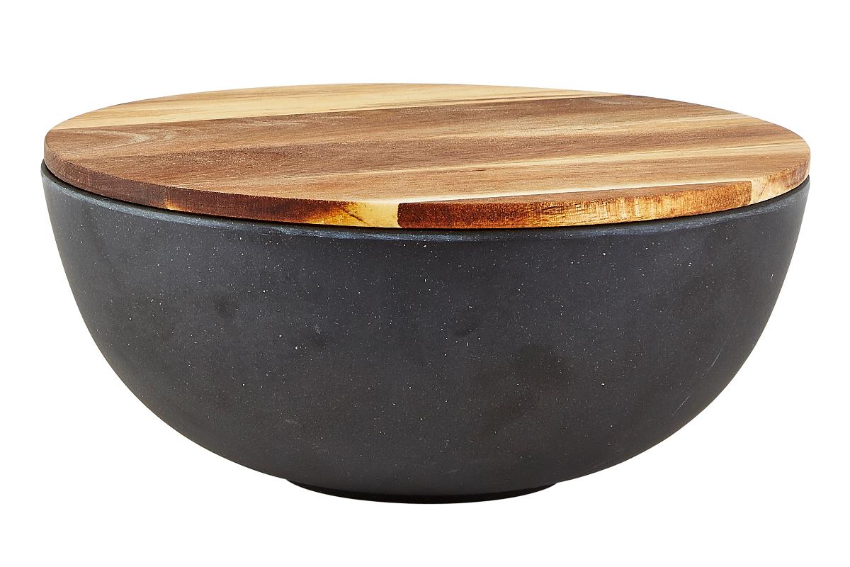Bovictus A/S Villa Collection Skål m. låg Bambus / Akacietræ Sort D 24 cm