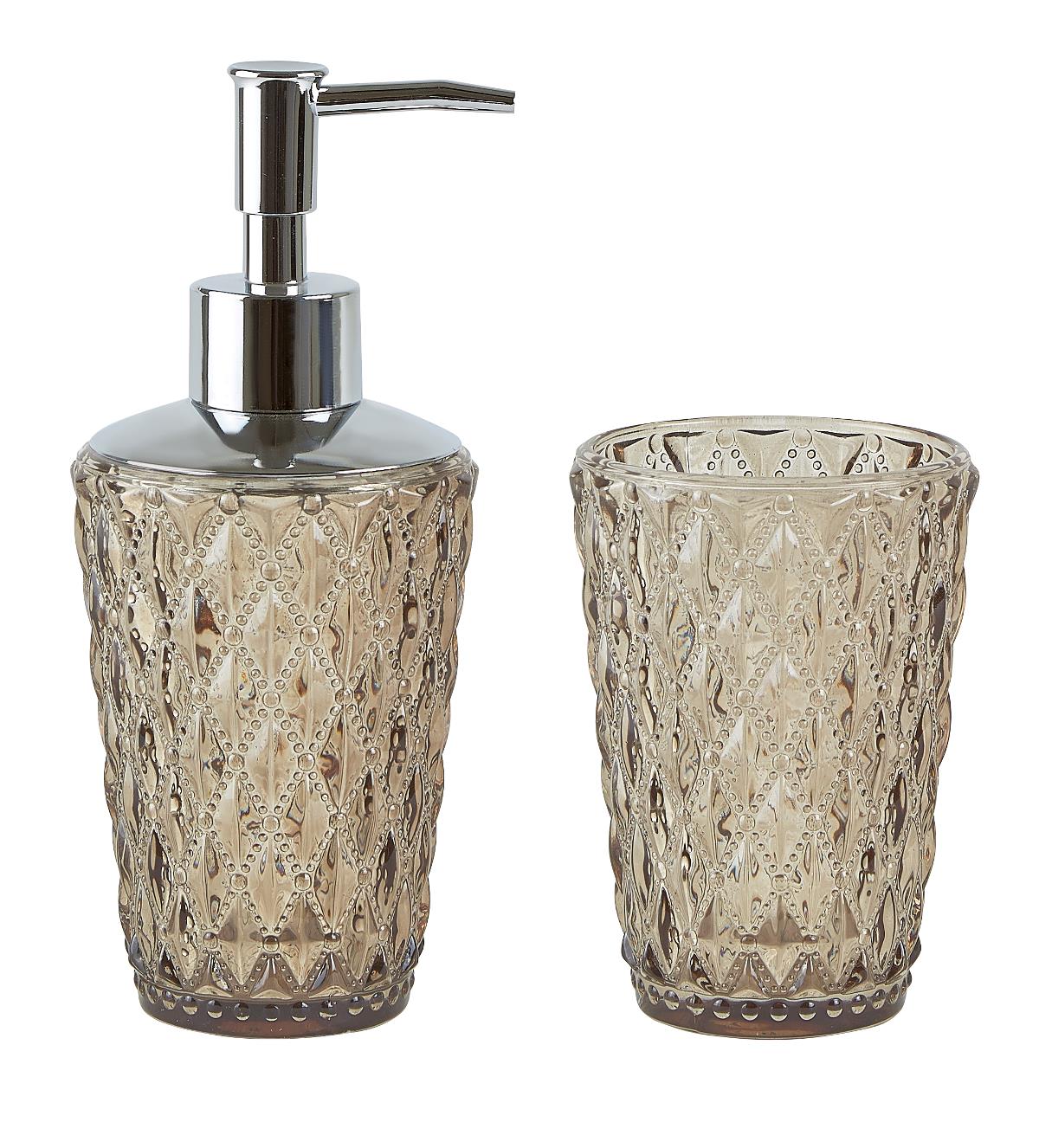 Villa Collection Baderumssæt 2 dele Glas/Røgfarvet D 8 cm H 18,5 cm Billede af Villa Collection Baderumssæt 2 dele Glas/Røgfarvet D 8 cm H 18,5 cm