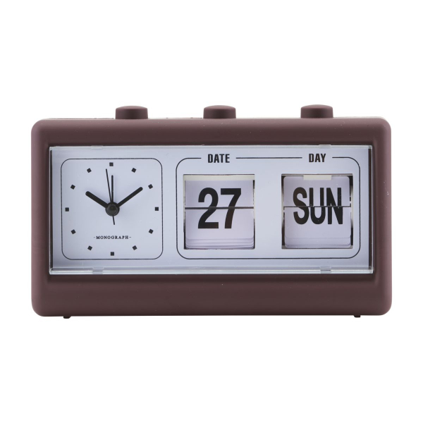 Monograph Ur, Retro, Burgundy/Brun, m. alarm og kalender, l: 19 cm, b: 6,2 cm, h: 11,1 cm Billede af Monograph Ur, Retro, Burgundy/Brun, m. alarm og kalender, l: 19 cm, b: 6,2 cm, h: 11,1 cm